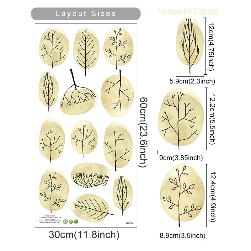 Watercolor Leaves Wall Stickers - Bedroom Living Room Decor Decals (ONLINE ORDER ONLY)