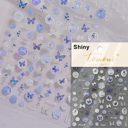 Charming Golden Gradient Shiny Rhinestone Jelly Butterfly Flower Petal Bowknot 3D Self Adhesive Nail Art Sticker Manicure Decals (ONLINE ORDER ONLY)