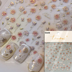 Retro Mini Flower Vintage Leaves Hot Stamping Petal Daisy Delicate Chic Self Adhesive Nail Art Stickers Manicure Decal Wholesale (ONLINE ORDER ONLY)