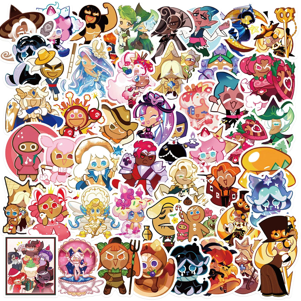 50PCS Cookie Run Kingdom Stickers Toys Skateboard Guitar Computer Refrigerator Desk Cartoon Cute Creative Graffiti Sticker (ONLINE ORDER ONLY)