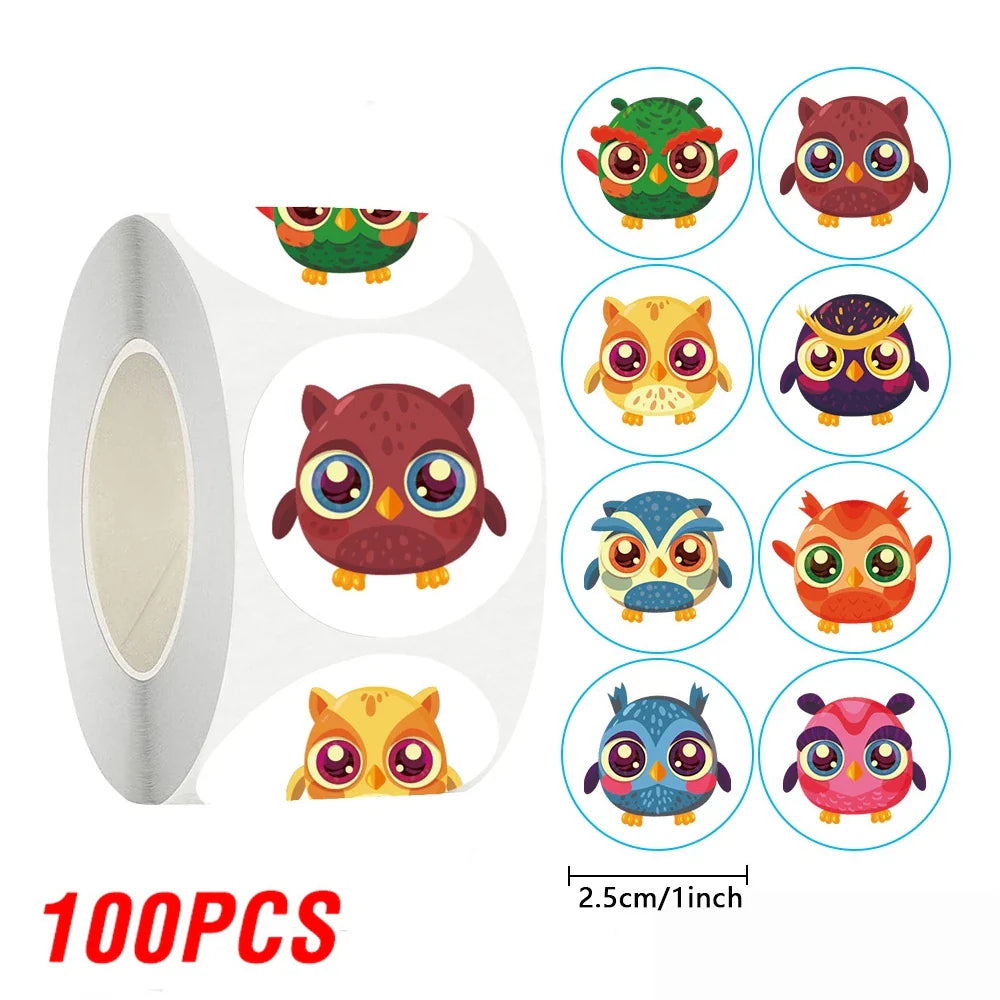 100-500pcs Owl Animal Sticker Reward Sticker Party DIY Gift Decoration Seal Label Children's Toys Office Stationery (ONLINE ORDER ONLY)