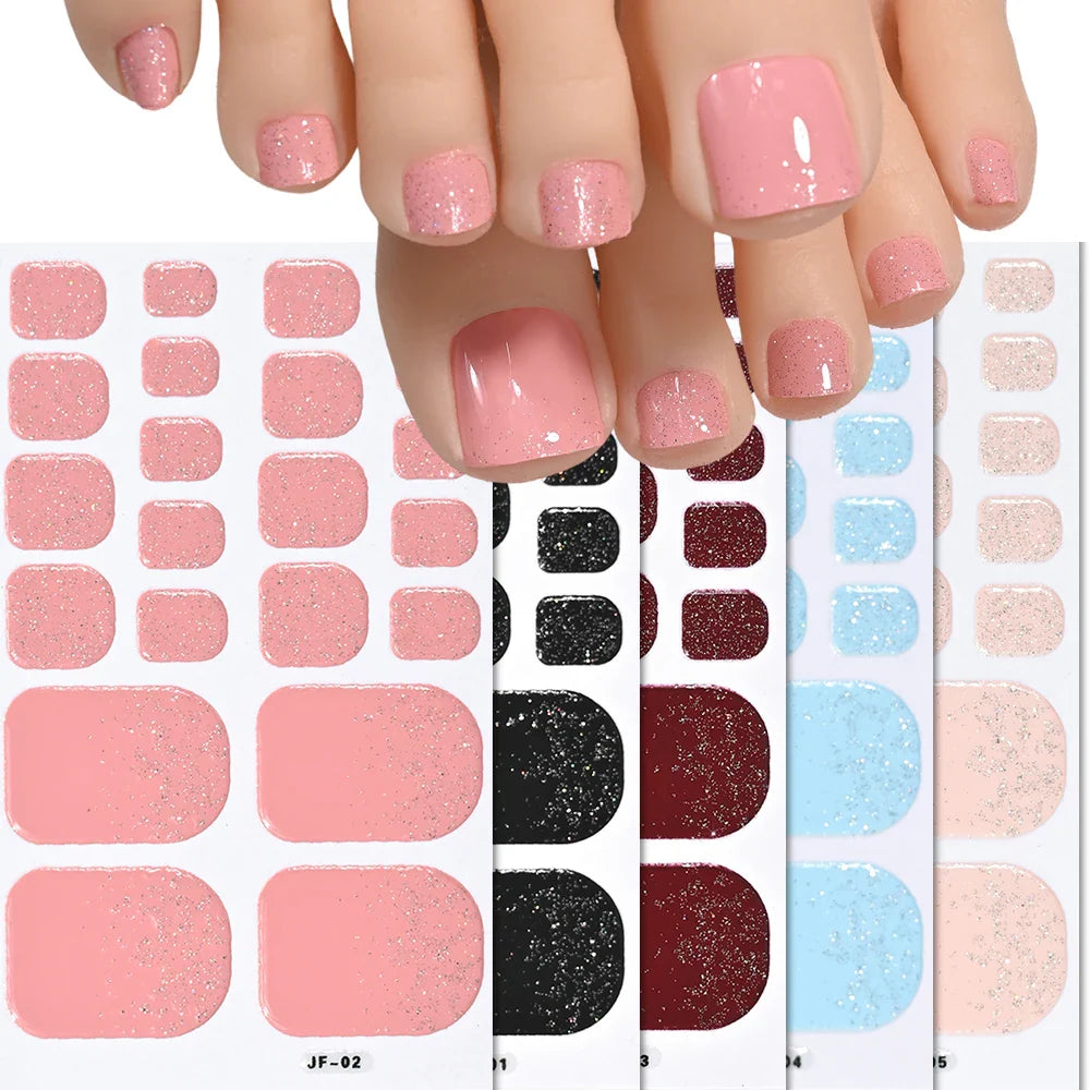 110Tips 3D Full Cover Gradient Toenail Stickers Multi Color Self Adhesive Slider No Need UV Lamp Cured Press On Toe Nail Decals* (ONLINE ORDER ONLY)