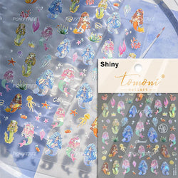 Shiny Mermaid Tail Fish Tail Sea Wave Jelly Spoondrift Shell Starfish Ocean Romantic Delicate Nail Art Stickers Manicure Decals (ONLINE ORDER ONLY)