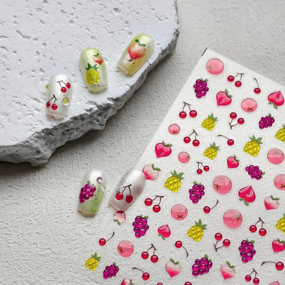 Carambola Grape Honey Peach Cherry Pineapple Pineapple Orange Apple Lemon Bromeliad Fruit Jelly Nail Art Sticker Manicure Decals (ONLINE ORDER ONLY)