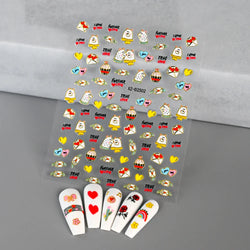1PC Holographic Laser Heart Nail Stickers-3D Self-Adhesive Golden White Valentines Day Nail Decals For Women Nail Art Decoration (ONLINE ORDER ONLY)