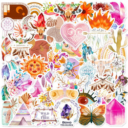 50Pcs Bohemian Cartoon Graffiti Stickers for Helmet, Wall, DIY Decor (Online Order Only)