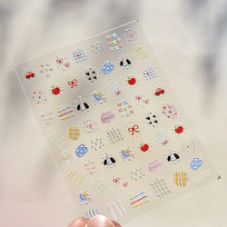 Graffiti Lines Apple Dog Car Bowknot Love Heart Flower Capture Net Grid Butterfly Rain Adhesive Nail Art Sticker Manicure Decals (ONLINE ORDER ONLY)