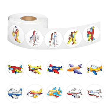 100-500pcs Round Airplane Sticker Kids Birthday Gifts Classroom Teacher Rewards Supplies Airplane Birthday Decorations Sticker (ONLINE ORDER ONLY)
