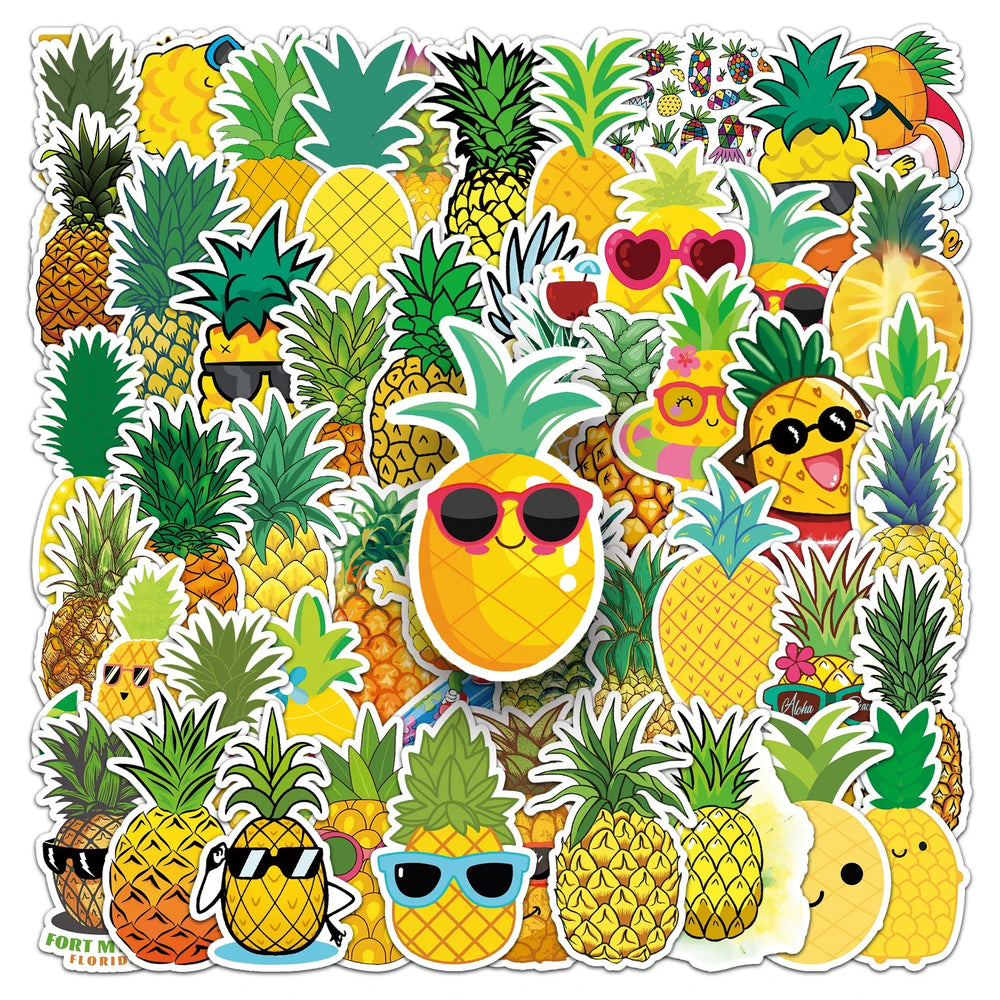 50Pcs Pineapple Cartoon Waterproof Vinyl Stickers for Skateboard Snowboard (ONLINE ORDER ONLY)