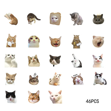 46pcs/Bag,Cat Stickers,Be for Suitcase Skateboard Luggage Laptop Phone Diy Sticke Decoration Stationery School Supplies Toys (Online Order Only)