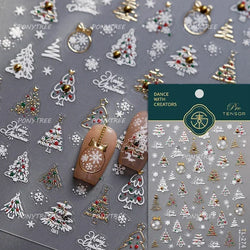 Crystal Ball Santa Claus Snowman Bowknot Red Christmas Tree Bell Socks Self Adhesive Nail Art Stickers Snowflake Manicure Decals (ONLINE ORDER ONLY)