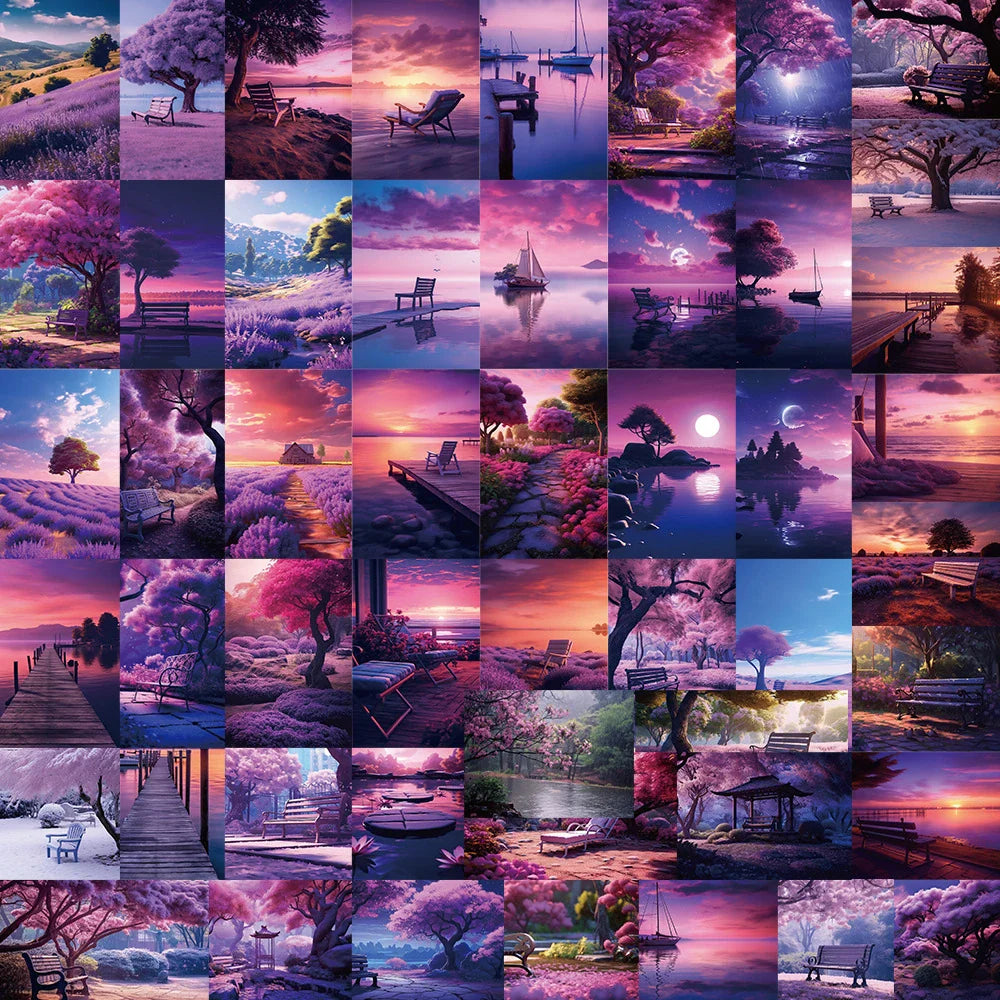 Purple Aesthetic Stickers Cartoon Decals for Laptop Phone Notebook Water Bottle (Online Order Only)