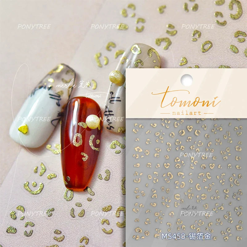 Gold Silver Line Irregular Shape Shiny Rhinestone 5D Bronzing Soft Relief Self Adhesive Nail Art Stickers Nail Decoration Decals (ONLINE ORDER ONLY)