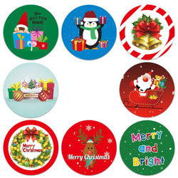 100-500Pcs Kraft Paper Round Labels Christmas Gift Sticker Xmas Tree Candy Box New Year Packaging Bag Christmas Decorations (Online Order Only)