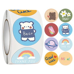 100-500PCS Children's Stickers DIY Gift Sealing Label Cartoon Animal Roll Stickers Photocard Decor Packaging Stickers for Kids (Online Order Only)