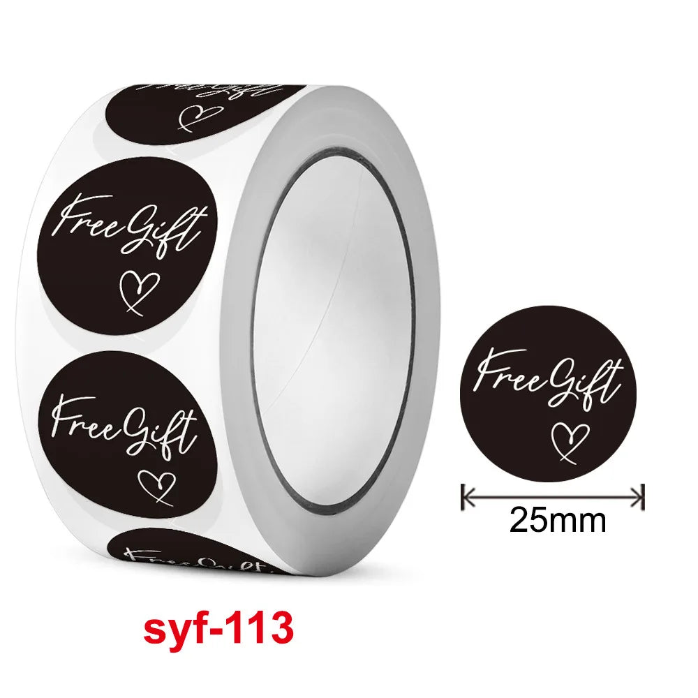500/rolls Thank you Gift stickers Free Gift box packaging decoration Self-adhesive label Office stationery (ONLINE ORDER ONLY)