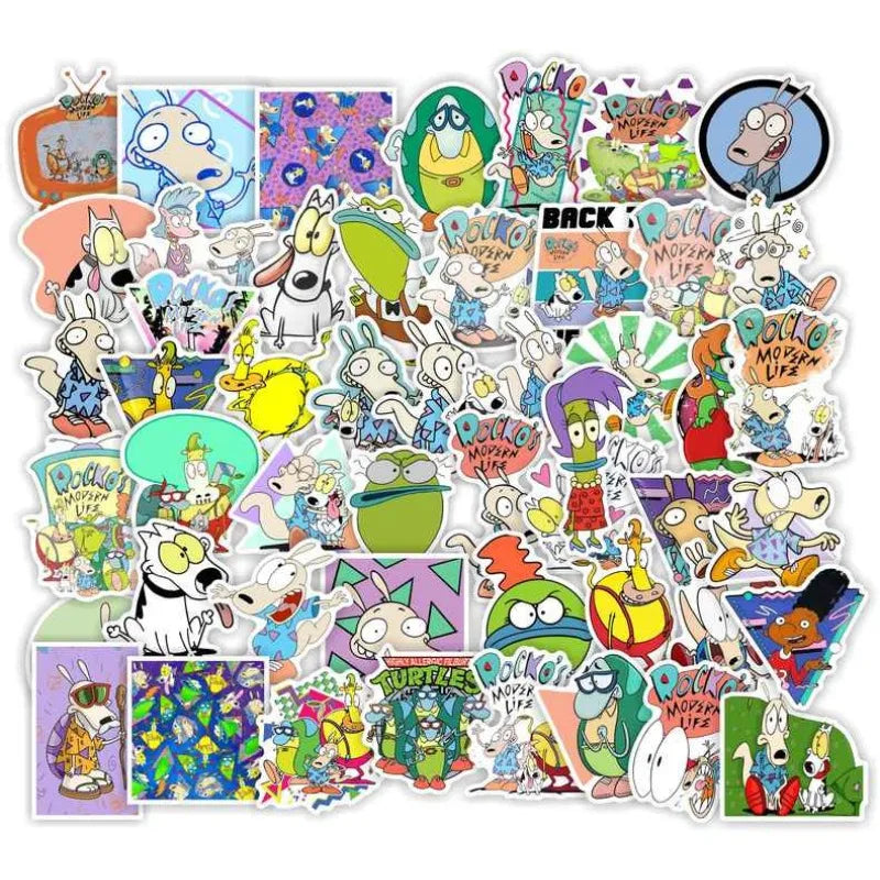 50pcs Rocko's Modern Life Stickers for Luggage, Water Bottles, Phones, Laptops, Scooters, Fridges (ONLINE ORDER ONLY)