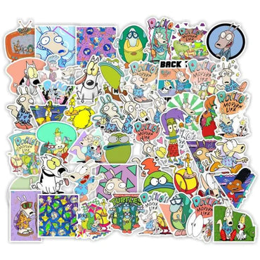 50pcs Rocko's Modern Life Stickers for Luggage, Water Bottles, Phones, Laptops, Scooters, Fridges (ONLINE ORDER ONLY)