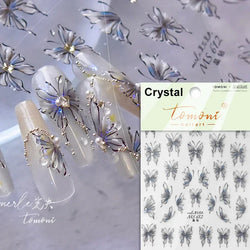 Dreamy Charming Shiny Beautiful Black White Butterfly Flower Love Heart Bowknot 5D Self Adhesive Nail Art Sticker Manicure Decal (ONLINE ORDER ONLY)