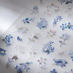 Blue Flower Vivid Bird Hope Can Set You Free Magpie Leaf Pearl Letter Adhesive Nail Art Sticker Aesthetic Beauty Manicure Decal (ONLINE ORDER ONLY)