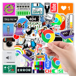 10/30/50pcs Cartoon Programming 404 Network Error Graffiti Stickers DIY Laptop Motorcycle Car Computer Waterproof Sticker Decals (ONLINE ORDER ONLY)
