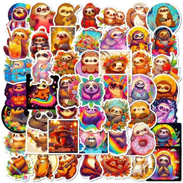 10/50Pcs Cartoon Sloth Stickers Cute Personality Creative Stationery Sticker for Laptop Refrigerator Helmet Bike Guitar Kids Toy (ONLINE ORDER ONLY)