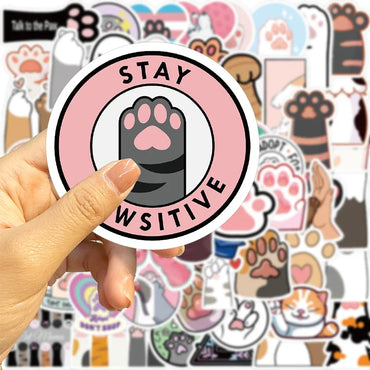 10/30/61PCS Cute Cat Paw PVC Sticker Aesthetic Children's Decoration Scrapbooking Korean Stationery School Supplies for Kids (Online Order Only)