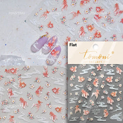 Pink Lotus Flower Red Gold Koi Carp Fish Tail Fancy Carp Self Adhesive Nail Art Decorations Stickers Manicure Decals Wholesale (ONLINE ORDER ONLY)