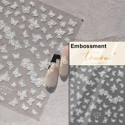 Charming Beautiful Black White Small Butterfly Flower Petal Love Heart Bowknot 5D Self Adhesive Nail Art Sticker Manicure Decals (Online Order Only)