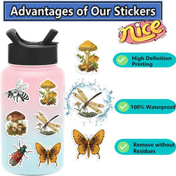 50pcs Retro Insects Stickers Toys Cute Animals Cartoon Decals For Kids DIY Laptop Scrapbook Stationery Fridge Funny Sticker (Online Order Only)