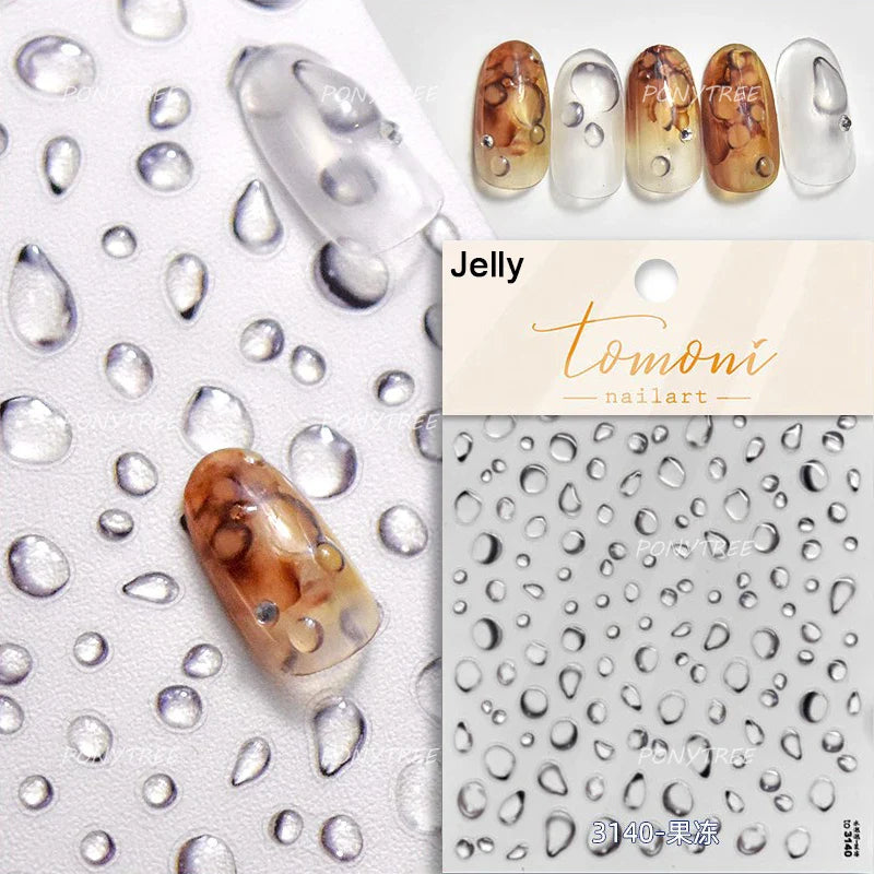 Lotus Leaf Brocaded Carp Koi Playing Goldfish Cavort Ripple Droplet Water Bubbles Self Adhesive Nail Art Stickers Manicure Decal (Online Order Only)