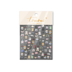 Cute Animals Bear Dog Cake Sweet Cherry Grid Bowknot Star Line Fruit Relief Self Adhesive Nail Art Stickers 3D Manicure Decals (ONLINE ORDER ONLY)