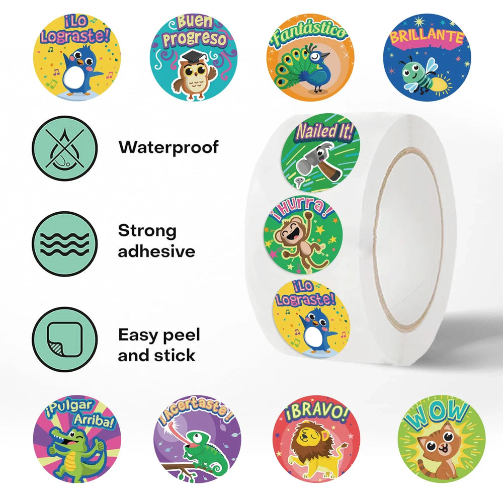 500Pcs Reward Stickers Motivational Stickers Roll for Kids for School Reward Students Teachers Cute Animals Stickers Labels (ONLINE ORDER ONLY)