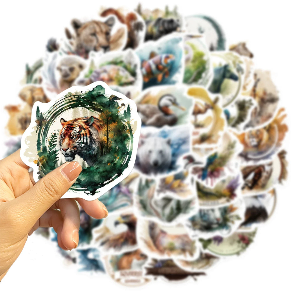 50PCS Cute Zoo Wild Animals Cartoon Stickers for Kids Toy DIY Luggage Laptop Guitar Skateboard Phone Case Bike Car Sticker (ONLINE ORDER ONLY)