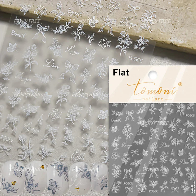 Hot Stamping Purple Line Love Heart Lace Bowknot Chain Branches Star Flower Leaf Butterfly Plant Flower Nail Art Stickers Decals (Online Order Only)