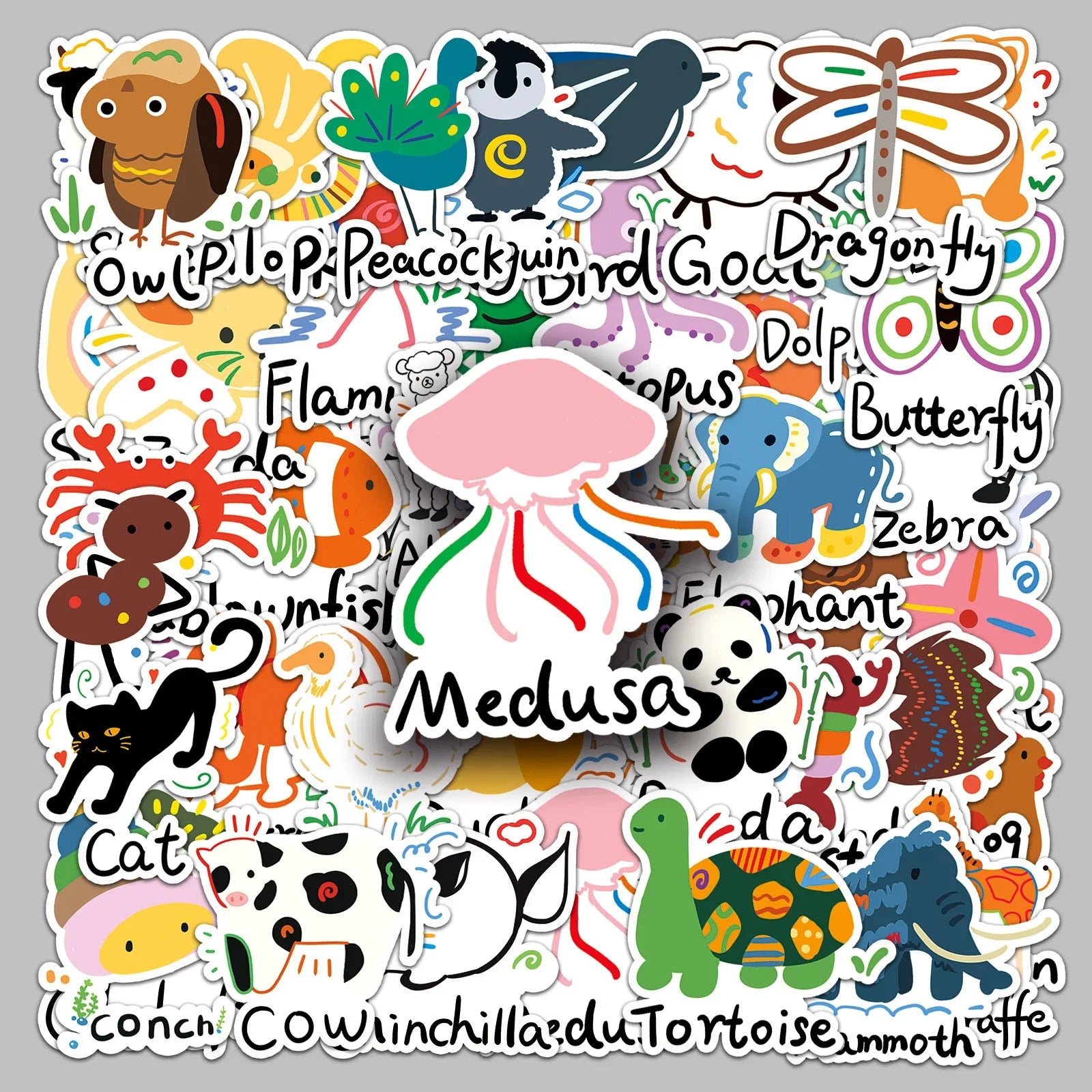 50pcs Animal Graffiti Stickers for Helmet, Wall, Desktop Decoration (ONLINE ORDER ONLY)