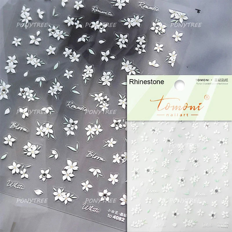 Camellia Tea After Rain Fragrant Flower Paint in Gold White Antique Chinese Characters Adhesive Nail Art Stickers Manicure Decal (ONLINE ORDER ONLY)