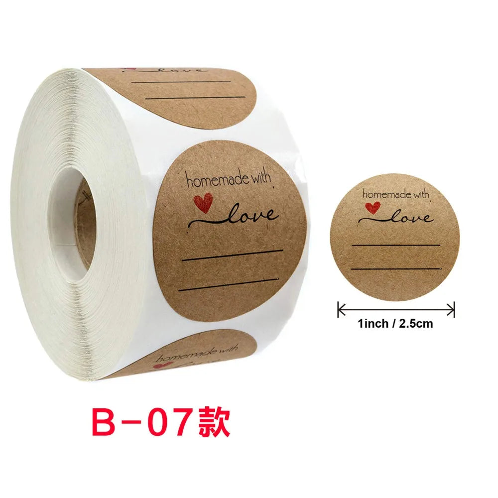 50-500pcs Round Natural Kraft Handmade Thank You Stickers Scrapbooking For Gift Baking Package Adhesive Sticker Seal Labels (ONLINE ORDER ONLY)