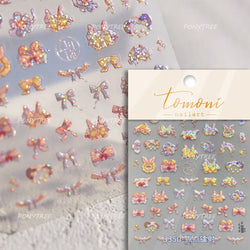 Purple Gold Silver Bowknot Cherry Fruit Cute Ribbon Tie Line Delicate 3D Adhesive Nail Art Stickers Manicure Decals Wholesale (Online Order Only)