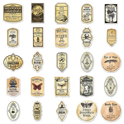 10/30/50pcs Cool Halloween Retro Horror Potion Label Stickers Decal Guitar Motorcycle Laptop Skateboard Phone Waterproof Sticker (ONLINE ORDER ONLY)