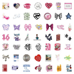 10/30/50PCS Cute Pink y2k Stickers Decoration Cartoon Decals DIY Phone Fridge Suitcase Guitar Scrapbook Helmet Car Sticker Toys (ONLINE ORDER ONLY)