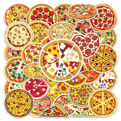 10/50Pcs Colorful Pizza Cartoon Food Personalized Children's Decoration Water Cup Luggage Phone Case Suitcase Waterproof Sticker (ONLINE ORDER ONLY)