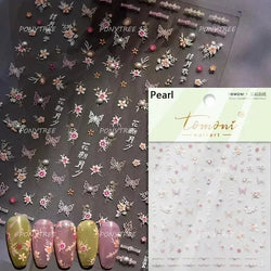 Rose Flower Bouquet Wreath Lace Green Leaves Beautiful Floret Heart Rich Adhesive Nail Art Decorations Stickers Manicure Decals (ONLINE ORDER ONLY)