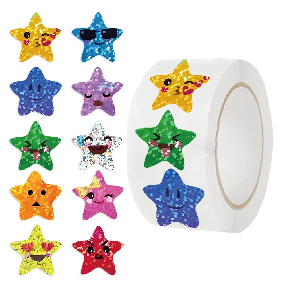 500Pcs/Roll Shiny Love Star Stickers for DIY, Notebook, Fridge, Phone, Kids Gifts, Rewards (ONLINE ORDER ONLY)