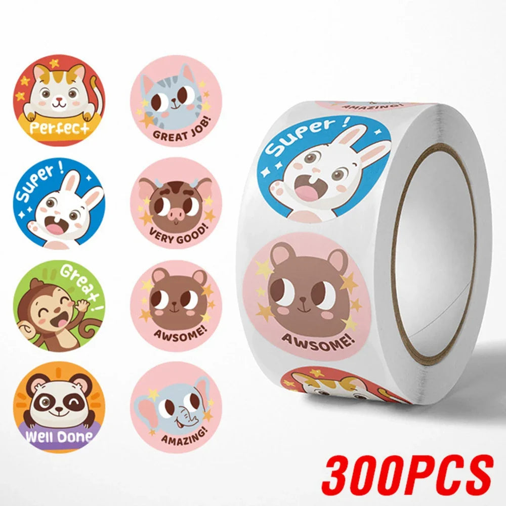 100-500pcs Cute Cartoon Animals Reward Stickers School Teacher Supplies Classic Toy Gift Sealing Decor Stationery Sticker (Online Order Only)