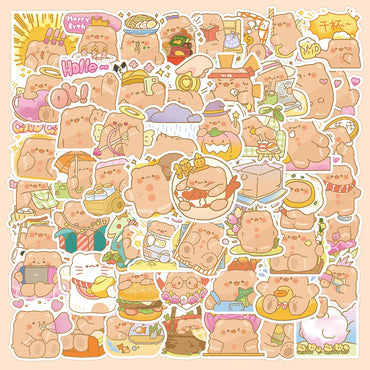 10/30/60/120PCS Cute Bear Cartoon Stickers Toy DIY Skateboard Bike Luggage Suitcase Phone Bike Classic Kids Toy Sticker Decals (Online Order Only)