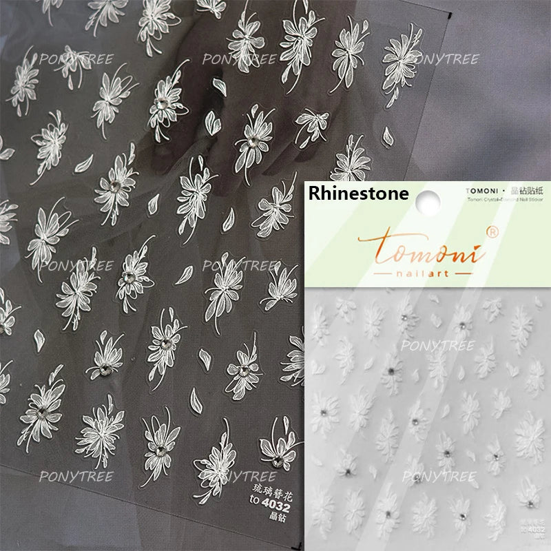 Pure White Lily Petals Flower Butterfly Branch Leaves Line Minimalist Self Adhesive Nail Art Decorations Sticker Manicure Decals (ONLINE ORDER ONLY)