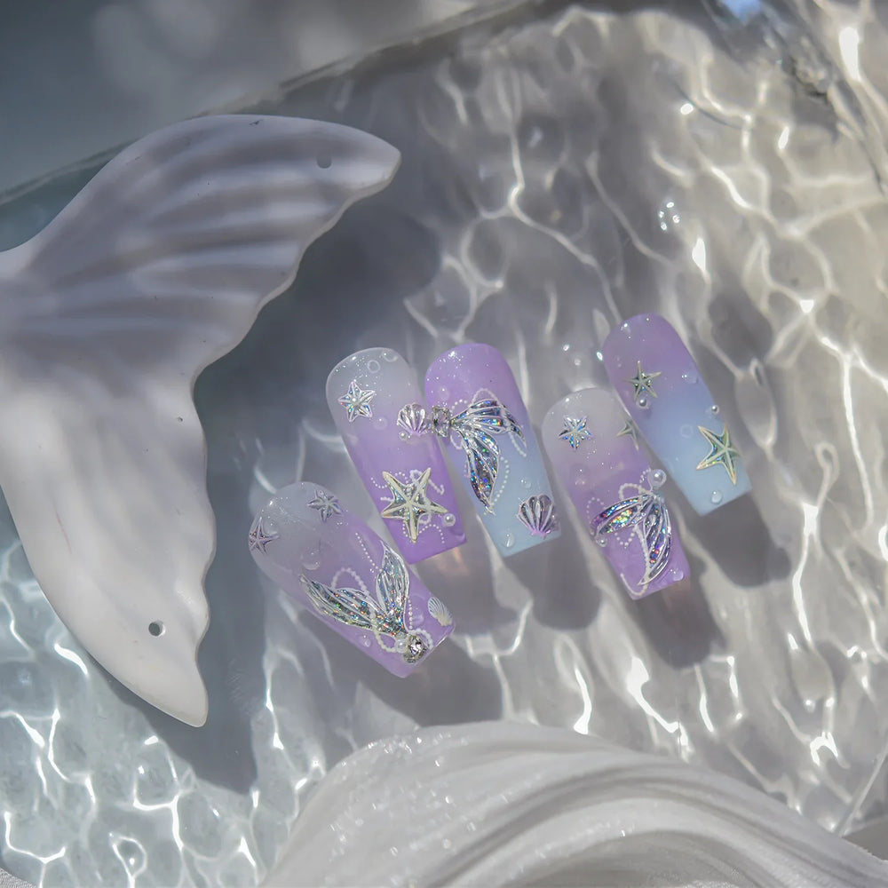 Jellyfish Schools of Fish Shoal Mermaid Tail Seahorse Dreamy Ocean Starfish Shell Coral Adhesive Nail Art Sticker Manicure Decal (ONLINE ORDER ONLY)