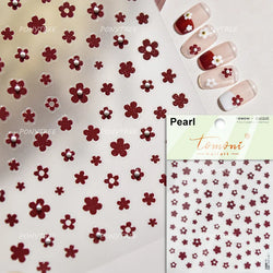 Gold Hot Stamping Flowers Leaves 3D 5D Pearl Bead Delicate Self Adhesive Nail Art Decorations Stickers Manicure Decals Wholesale (Online Order Only)