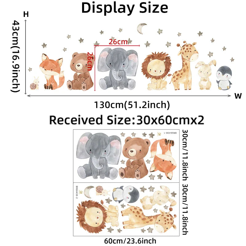 Watercolor Cartoon Animals Wall Stickers (ONLINE ORDER ONLY)